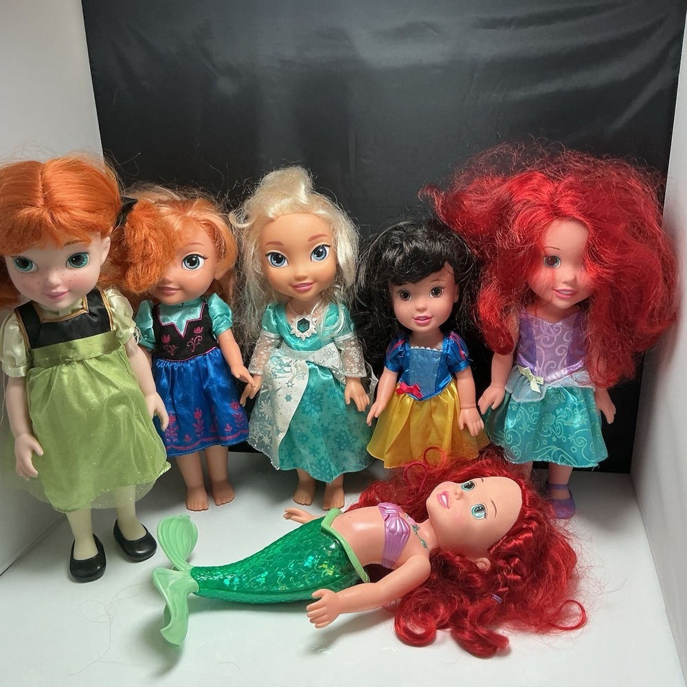 Disney Princess 14" Toddler Doll Lot 6 Ariel Elsa Anna Snow White Sing LightUp